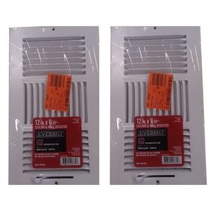 2-Pack 12" x 6" 3-Way Steel Wall / Ceiling Registers, White, NIP, E103M12X06